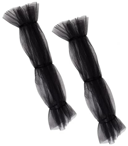 AHANDMAKER 1 Paar Netzärmel Für Hochzeitskleider 59.5cm Lange Armstulpen Für Die Braut Schwarze Fingerlose Handschuhe Transparente Handschuhe Abnehmbare Puffärmel Aus Netzstoff Für Das Hochzeitskleid