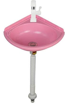 Lavabos de Salle de Bain Mural Petit Lave Mains Avec Kit De Drainage, Lavabo D'angle En Plastic Pour Salle De Bain Évier d'angle angulaire, Facile à nettoyer