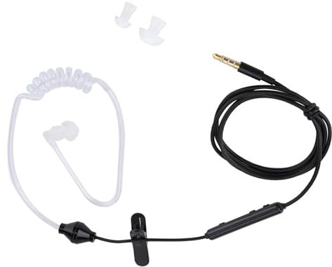 Naroote Funk-Ohrhörer, Ohrhörer für Walkie-Talkie, Ohrhörer für Walkie-Talkie, Funk-Sicherheits-Ohrhörer, Walkie-Talkie-Ohrhörer, Funk-Ohrhörer (Schwarze Linie, weiße Röhre)