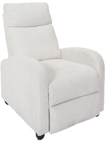 HOME DECO FACTORY, HD0346, Beiger Gerippter Sessel, 3-Fach verstellbar, optimaler Komfort, modernes Design, ideal für Wohnzimmer oder Schlafzimmer, Maße 69 x 100 x 95 cm, Sitzhöhe 43 cm