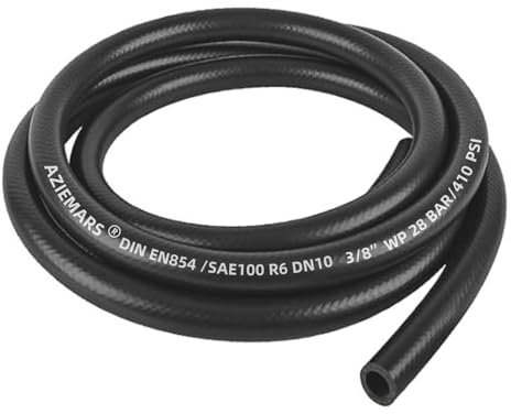 AZIEMARS 3 Meters Fuel Line Hose 10mm (3/8) ID Fuel Hose Pipe for Fuel, Diesel, Petrol, Water – Oil-Resistant Flexible Pipe for Engine Fuels, Industrial Use