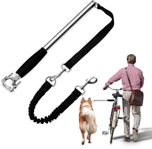 Laisse de Vélo Main Libre pour Chien - Marche et Course Extérieur avec Bande Élastique en Acier Inoxydable