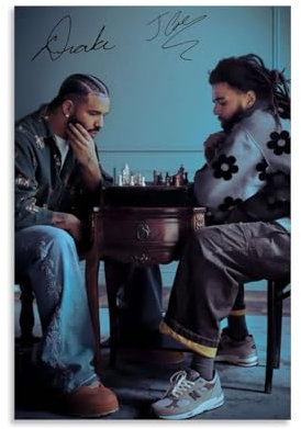 Generisch Drake And J Cole Rapper Poster, Ästhetische Leinwand-Wandkunst, Schlafzimmer-Dekor Poster 12x18inch(30x45cm)