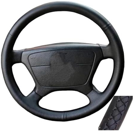 Lenkradschutz Mikrofaser-Leder-Auto-Lenkradbezug Für Mercedes Für Benz C-Klasse W202 CL-Klasse C140 E-Klasse W210 Lenkradhülle Lenkradschoner(Schwarz)