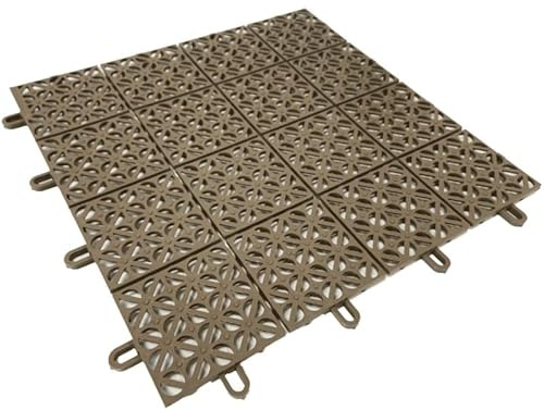Ezooza MultiFlex – 22 Piastrelle Drenanti Flessibili per Esterni (2 m²), 30x30 cm, Plastica Riciclata, Colore: Beige