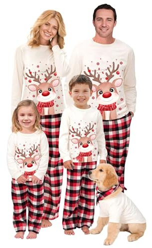 DOUUCO Pyjama Noël Famille Combinaison Noel Maison Chaud Jumpsuit Costume Christmas Ensemble Femme Homme Fille Enfants BéBé GarçOn Automne Hiver