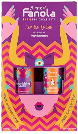 Fanola Limited Edition Wonder Nourishing Kit, Aufbau-Shampoo für Weichheit und Glanz, 350 ml, SLS/SLES Free + Glättungscreme gegen Frizz, 100 ml, entworfen von Antonio Colomboni