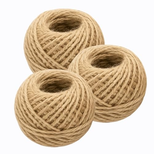3x Jute Twine string Garden Twine Jute Rope for Decoration, Garden,DIY Crafts, Gift Wrapping, Bundling Packing Floristry (40M x 3) 120M /393 Feet (pack of 3)