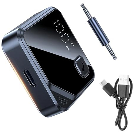 MOUDOAUER Adattatore Bluetooth wireless 2 in 1, adattatore jack AUX da 3,5 mm per TV/autoradio/cuffie