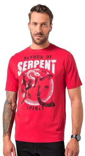 JP 1880 Herren große Größen Übergrößen Menswear L-8XL T-Shirt, Halbarm, Brustprint samtrot 4XL 841893550-4XL