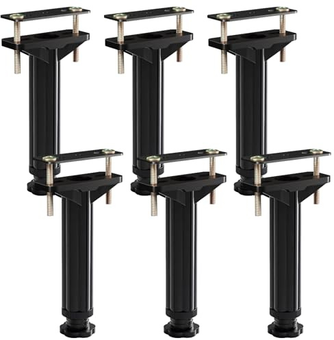 PONDON 6 PCS Bed Frame Support Legs, Adjustable 7.5-12.6 in Under Bed Support Beam, Bed Center Slat, Support Leg for Furniture