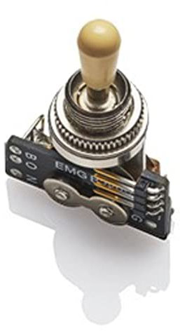 EMG Pickups »3-WAY B289 TOGGLE SWITCH - IVORY KNOB« Pickup-Wahlschalter für E-Gitarren im Gibson™-Stil | 2 Anschlusskabel (kurz/lang) | Ivory Knopf