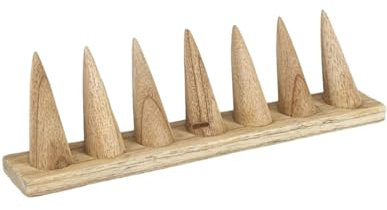 Coco Papaya Porte-bagues en bois massif brut/Présentoir à bagues (7 cônes)