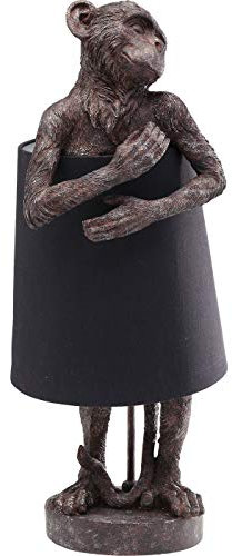 Kare Design Tischleuchte Animal Monkey, Braun, Stahl Stange, Leinenschirm, Tischlampe für Wohnzimmer, Esszimmer, Schlafzimmer, Büro, Leuchtmittel nicht inklusive, 56x23x23 cm (H/B/T)