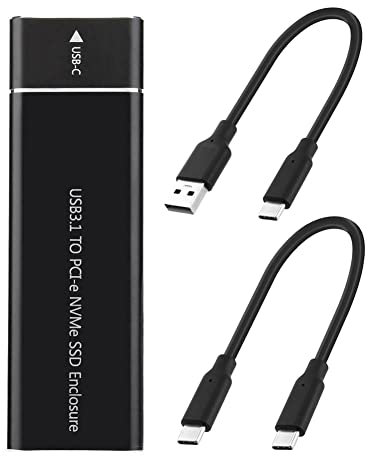 Aluminum M.2 NVME SSD Enclosure, USB 3.1 Gen 2 to NGFF NVME PCI-E M-Key Solid State Drive External Enclosure, With Type C-C Cable& USB A to USB C Cable