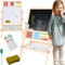 Iso Trade - Wooden Double Sided Art Easel 6in1 Chalkboard Magnetic for Kids Creative Learning Educational 9449 Whiteboards, mehrfarbig