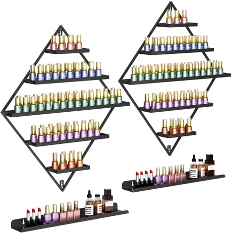 FSROOMZ 2 Set Nagellack Regal Schwarz Metall, für Nagellack, ätherische Öle