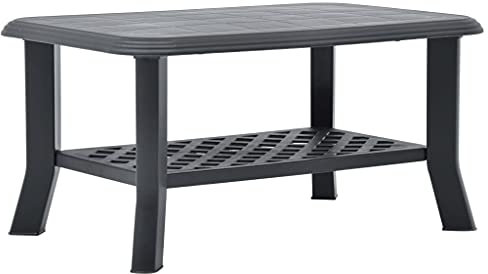 vidaXL Couchtisch Witterungsbeständig Beistelltisch Teetisch Gartentisch Tisch Kaffeetisch Sofatisch Outdoor Anthrazit 90x60x46cm Kunststoff