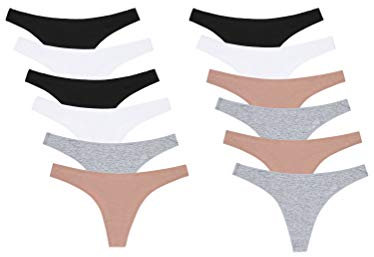 Channo Tangas de Algodón Lisos Suaves con Acabado Fino Que No Marca (Pack de 12) (Surtido, S/M)