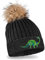 Blackshirt Company Kinder Mütze Dinosaurier Strickmütze mit Bommel Beanie Dino Kappe Farbe Schwarz