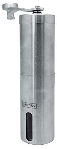 Nerthus FIH 809 - Macinacaffè manuale in acciaio inox con macinini regolabili in ceramica - Dimensioni compatte per casa, ufficio o viaggio