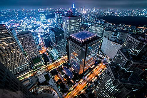 Muralo Vlies Fototapete 208 x 146 Tokio Stadt Japan Tapete Architektur Gebäude Wolkenkratzer Straßen Wohnzimmer Schlafzimmer Wandbilder XXL Wand Br. 208 cm x Hö. 146 cm