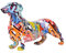 suruim Kreative bemalte bunte Dackel-Hunde-Dekoration, Zuhause, moderne Weinschrank, Büro, Schreibtisch, Kunstharz, Handwerk, Miniaturen, Statue (27,9 x 9,4 x 17 cm)