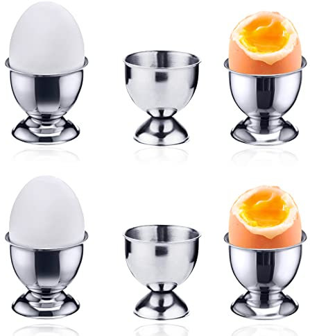 Huevera de Acero Inoxidable, 6 Piezas, Bandeja de Desayuno, Soporte para Huevos, Forma de Copa de Vino Pequeña, Juego de Soporte para Huevos