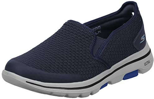 Skechers Gowalk Arch Fit Wander-Sneaker, Elastische Passform, Zapatillas de Atletismo Hombre, Azul Marino y Verde Lima, 39.5 EU X-Ancho