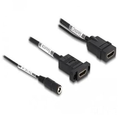 DeLOCK Cable HDMI 4K 60 Hz con alimentación de CC 2,1 x 5,5 mm 0,30 m para instalación
