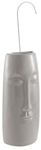 MONTEMAGGI Umidificatore da Termosifone in Ceramica, Evaporatore d'Acqua Decorato Volto Grigio 8X4X18 cm