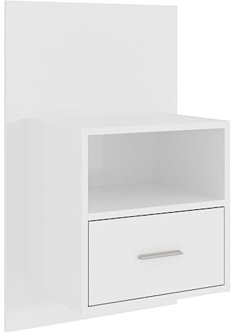 vidaXL Wand Nachttisch Hängend Nachtkommode Nachtschrank Nachtkonsole Schlafzimmer Schrank Kommode Hängeschrank Wandschrank Hochglanz-Weiß Holzwerkstoff