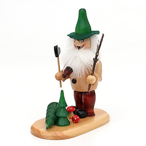 Wichtelstube-Kollektion Holz Räuchermann Räuchermännchen Waldwichtel beim Holz fällen, Holzfäller 8 x 15 x 18 cm Premium Echtholz Räucherfigur Weihnachten