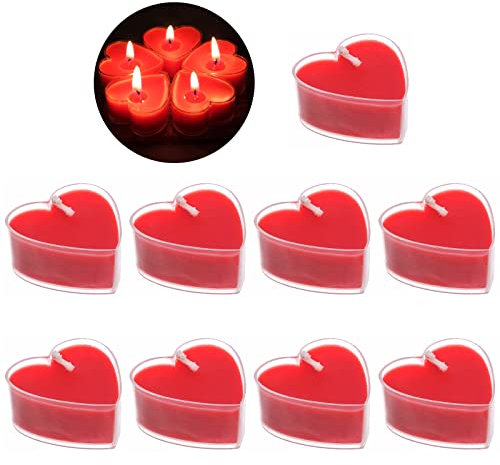 Teelichter, Herz Kerzen, Herzförmige Romantische, 9 Stücke Kerzen Deko Für Valentinstag, Herz Kerzen Teelicht, Kerzensets, Rote Teelichter, Romantische Herz Kerzen, Teelicht Rot für Valentinstag