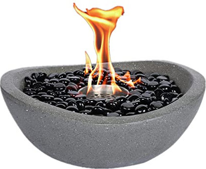 Creativity Tisch-Feuerstelle, echtes Feuer, Spirituskamin, Kleiner Bio-Ethanol-Tischkamin aus Beton für den Innen- und Außenbereich, für Balkon, Pool, Terrasse, Couchtisch Little Surprise