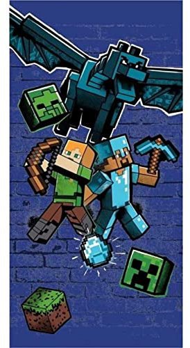 MOJANG STUDIOS AYMAX Strandtuch – Minecraft – Blau – 70 x 140 cm