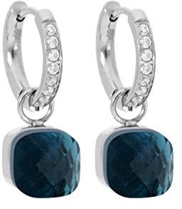Qudo Firenze deluxe Creolen Edelstahl mit Zirkonias (london blue)