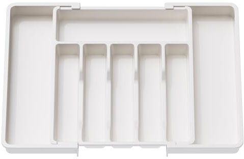 Lifewit Besteckkasten für Schubladen 40 50, Kunststoff Besteckeinsatz (Tiefe 38 cm), erweiterbare Besteckschublade Einsatz, Schubladen Organizer Küche für Besteck, Cutlery, Geschirr, Löffel, Weiß