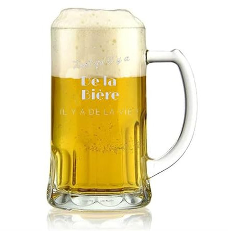 Mabouteille.fr - Vaso de cerveza personalizable con nombre, mensaje, fecha, logotipo... [caja de regalo para hombre] (juego de 6)