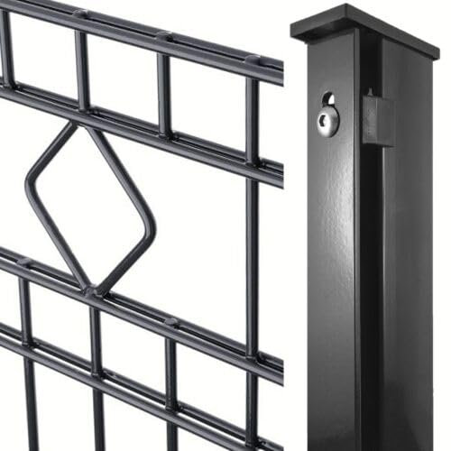 auf-mass24 Schmuckzaun 6/6/6 AL RAL7016 Anthrazit Abdeckleiste Barcelona Doppelstabmattenzaun Draht Gitterzaun Metallzaun (10, 0.83)