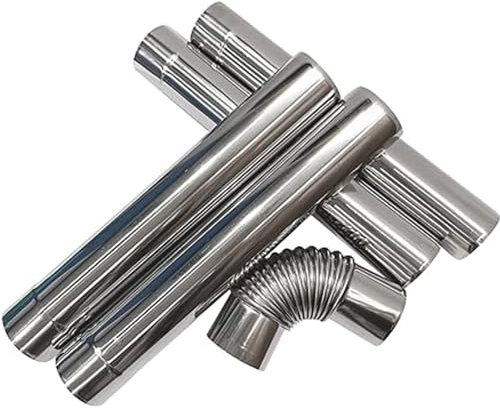 TAISOCA 4 Ofenrohre und 90-Grad-Kniestücke, 2,36 Zoll, Camping-Holzofenkamin für Zelt, Kniestück, Kamin, Ofenrohr für Camping Ofenrohre aus Edelstahl, Durchmesser von 6cm