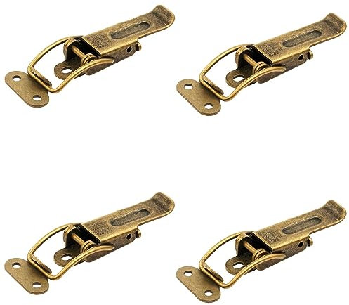 4 Stück Ausziehtischspannverschluss, einstellbar, mit zwei Lagesicherungen. Spannverschluss Catch #22 für Ausziehtisch, Kiste, Instrumentenkoffer, Arbeitsplatte, von SISO Denmark (Stahl, verbronzt)