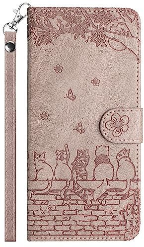 Nokverzy Mobile Phone Case for iPhone se 2022/se 2020/8/7 Flip Case Magnetic Card Holder kickstand Animal Cat Patterned Wallet Phone Case Cover for iPhone se 2022/se 2020/8/7 Case Wristlet Purple