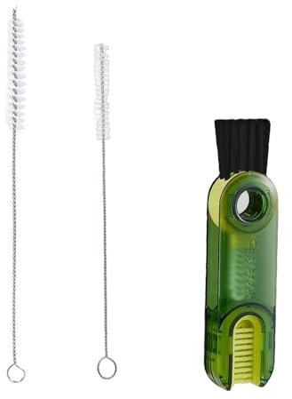 Brosse de Nettoyage, 1 Pcs 3 en 1 Brosse de Nettoyage et 2 Pcs Brosses à Paille, Multifonctionnelle Brosse de Nettoyage, Brosse de Nettoyage pour Couvercle de Tasse, Brosse de Nettoyage de Paille