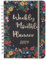 JIANTA Kalender 2024 Terminplaner A5 2024 Wochenplaner, 2024 Buchkalender Ringbuch A5-Planer mit Monatsregistern von Januar bis Dezember Tagebuch, Wöchentlich Monatlich Planer Blumen Schwarz
