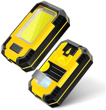 MAGIC SELECT Linterna COB LED con Gancho e Imán. Linterna Magnética de Taller con 3 Modos. Linterna Recargable para Hogar, Automóvil, Camping, Senderismo. 5W y 500LM. (Cable USB Incluido).