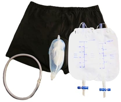 ulafbwur Aufbewahrungstasche für Herren, wiederverwendbar, Urinbeutel, Silikon, Urintrichter, Katheterhalter, Shorts, Unterwäsche
