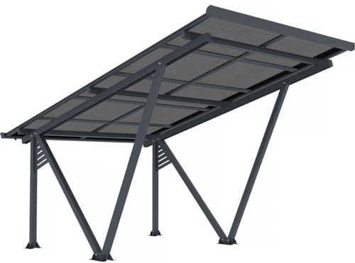 Habitat et Jardin Ombrière Carport Solaire avec Panneaux photovoltaïques - 366 x 575 x 366 cm - Gris - 4,1 KW