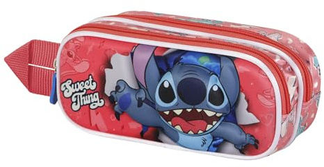 Disney Lilo und Stitch Thing-3D Doppelfedermäppchen, Rosa, 22 x 9,5 cm