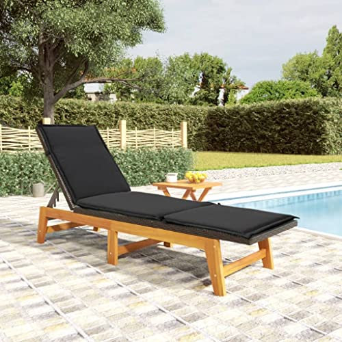 Sonnenliege mit Tisch,Liegestühle für den Garten,Liegestühle,Relaxliege,Freizeitstuhl für draußen,Sonnenliegen,Ergonomischer Relaxsessel, Rückenlehne in 4 Positionen Verstellbar, Poly Rattan